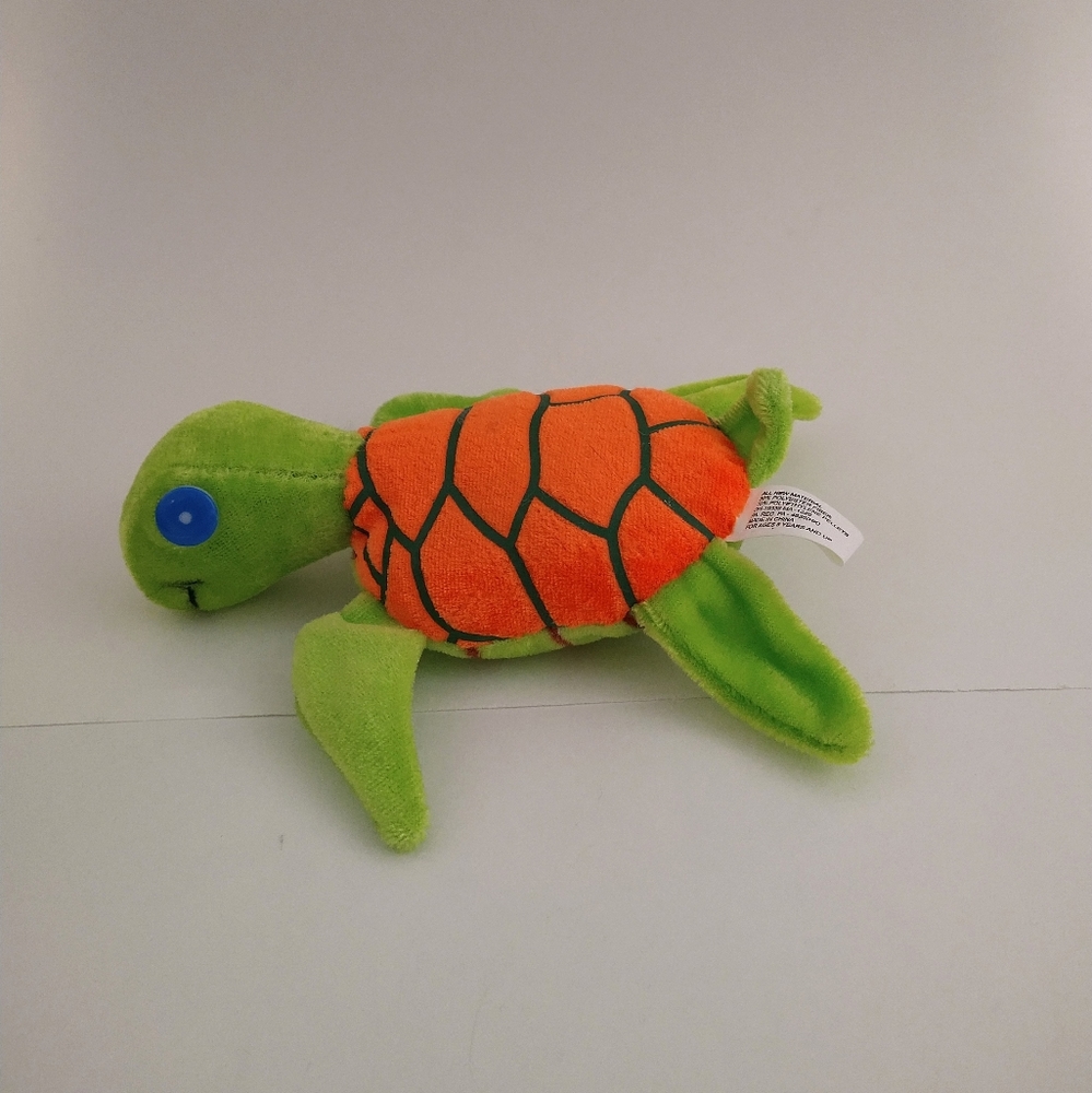 *SOLD* Green and Orange Turtle 6" Plush Stuffed Animal